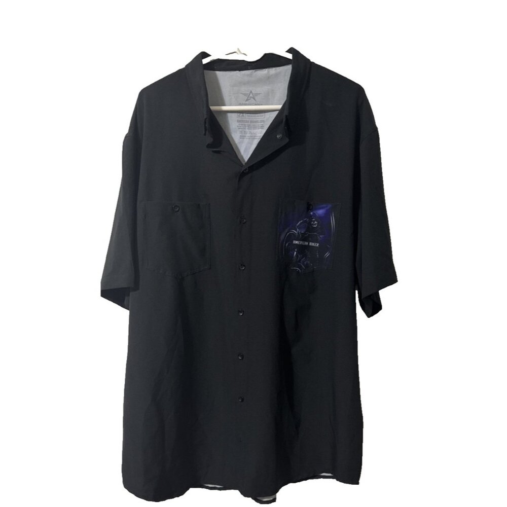 American Brands Biker Black Button Down Shirt Night Rider Size 2XL